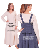 FIONA WOOL Indigo Blue - Medieval Viking Wool Apron Dress
